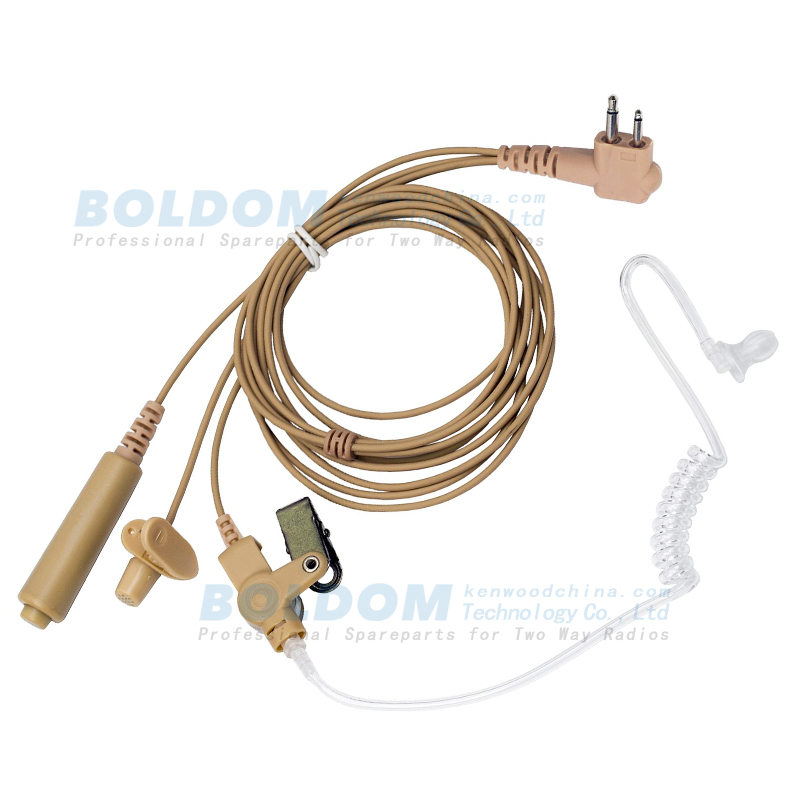 P2980B BEIGE CABLE earpiece 3 wire Surveillance kit for two way radios kenwood motorola vertex with transparent tube acoustic tube