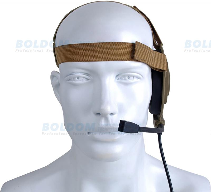 HWB03 brown yellow color headband tatical headset with stick microphone for two way radios