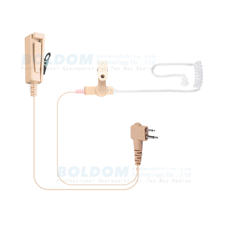 208980B beige earpiece  2 wire Surveillance kit for two way radios kenwood motorola vertex with transparent tube acoustic tube