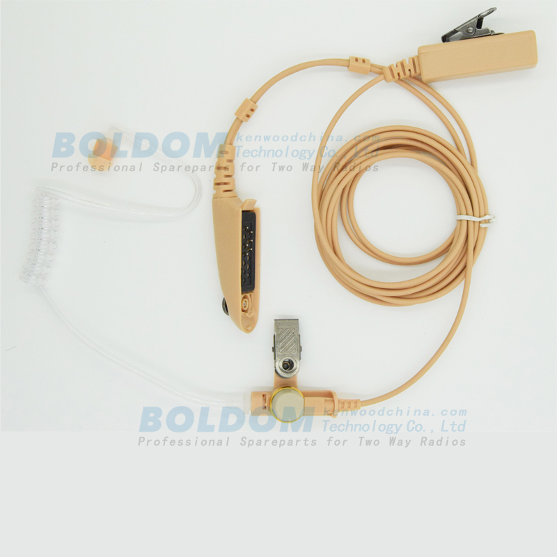 200980B beige earpiece 2 wire Surveillance kit for two way radios kenwood motorola vertex with transparent tube acoustic tube