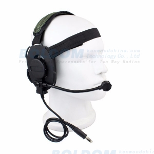 HWB03 grey black color headband tatical headset with stick microphoneand tatical PTT for two way radios